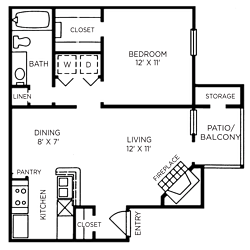 St. Tropez Floor Plan at The Players Club of Brentwood Apartments in Nashville, Tennessee