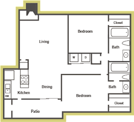 B2 Floorplan at Walnut Creek Crossing Apartments