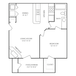 King Floor Plan at Waterford Place Apartments in Atlanta, Georgia, GA