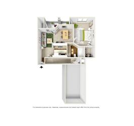 A1 3D floor plan 2 of La Costa Apartment in Plano, TX