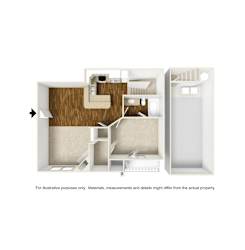 A4 3D floor plan of La Costa Apartment in Plano, TX