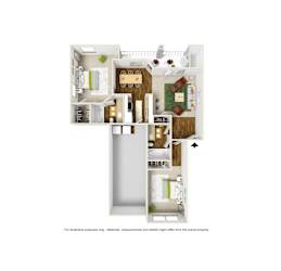 B2 3D floor plan 2 of La Costa Apartment in Plano, TX