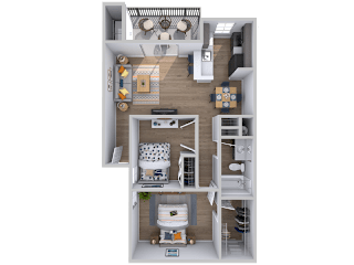 2 bed 2 bath floorplan at Skyline at Barton Creek Apartments, Austin