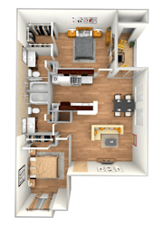 1 bed 1 bath floorplan with balcony at Twenty 15 Apartments, Austin