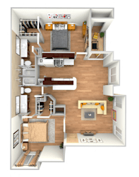 1 bedroom 1 bath floorplan with balcony at Twenty 15 Apartments, Texas