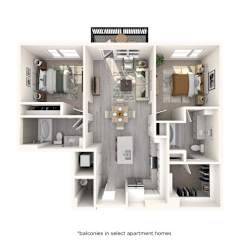 A diagram of a small apartment layout with labeled rooms.