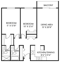 a floor plan of a house with a bedroom and a living room