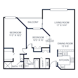 a floor plan of a house with a bedroom and a living room