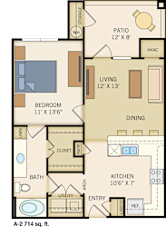 A-2 Floor Plan at Legacy Creekside Apartments, San Antonio, TX