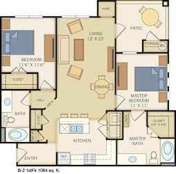 B-2 Floor Plan at Legacy Creekside Apartments, Texas