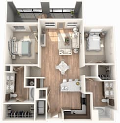 2 Bedroom | 2 Bathroom with a large attached patio at District at Medical Center, San Antonio, 78229