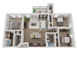 C1 Floor Plan at POINTE AT GREENVILLE APARTMENTS, GREENVILLE, SC, 29611