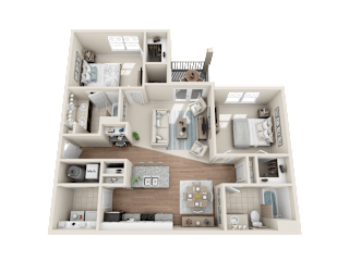 2 bed 2 bath Amelia Floor Plan at GRANDVIEW AT CLEAR POND APARTMENTS, MYRTLE BEACH, South Carolina