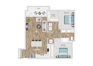 Carlton Floor Plan at Pointe at Research Park Apartments, Charlotte, 28262