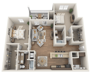 D1 Floor Plan at RIVERSTONE APARTMENTS, Georgia