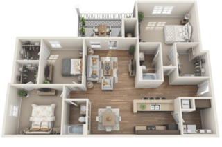 E1 Floor Plan at RIVERSTONE APARTMENTS, GROVETOWN, GA, 30813