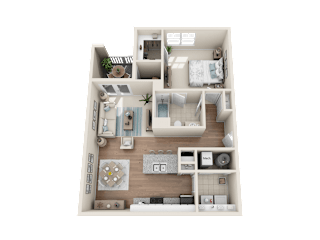 1 bed 1 bath Hamiton Floor Plan at GRANDVIEW AT CLEAR POND APARTMENTS, MYRTLE BEACH, 29579