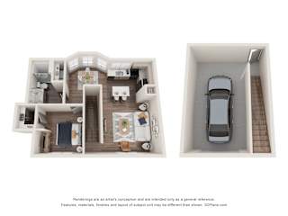 1 Bed Floorplan at One White Oak Apartments, Cumming, GA