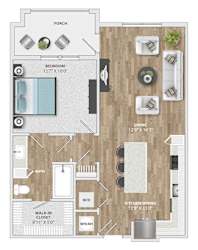 Biltmore Floor Plan at Pointe at Research Park Apartments, Charlotte, 28262