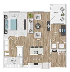 Aspen Floor Plan at Pointe at Research Park Apartments, Charlotte