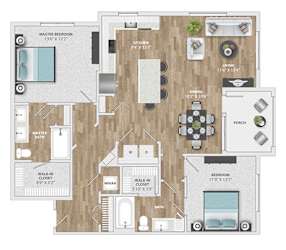 Brookside Floor Plan at Pointe at Research Park Apartments, North Carolina, 28262