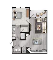 Two bedroom apartment floor plan with spacious layout at TRAILSIDE VERDAE Apartments, GREENVILLE, SC 29607