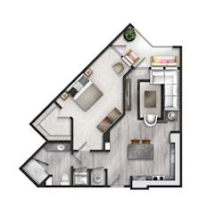 1 bed 1 bath Mcbee Floor Plan at TRAILSIDE VERDAE APARTMENTS, GREENVILLE, South Carolina