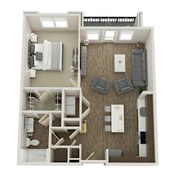 BELMONT Floor Plan at Pointe at Prosperity Village Apartments, North Carolina, 28269