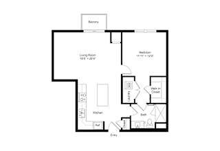 A4 1 Bedroom 1 Bath 782 Sq. Ft Floor Plan at Winfield Station Apartments, J Street Property Services, Winfield, Illinois