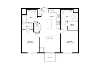 B1 2 Bedroom 2 Bath 1,039 Sq. Ft Floor Plan at Winfield Station Apartments, J Street Property Services, Winfield