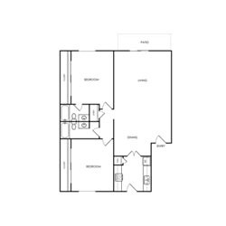 A floor plan of a house with labeled rooms.