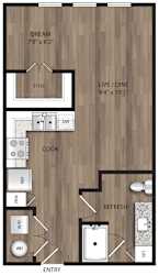 Studio 1 bath S1 Floor Plan at The Mill Old Town, Lewisville, 75057
