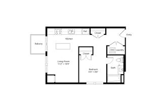 S2 Studio 592 Sq. Ft Floor Plan at Winfield Station Apartments, J Street Property Services, Winfield