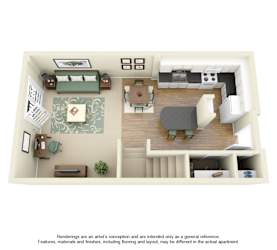 A3 Floor Plan at Villas at Katy Trail Apartments, Texas
