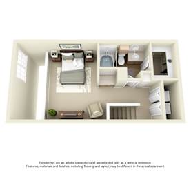 A3 Floor Plan at Villas at Katy Trail Apartments, Dallas, 75201