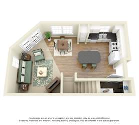 A4 Floor Plan at Villas at Katy Trail Apartments, Dallas