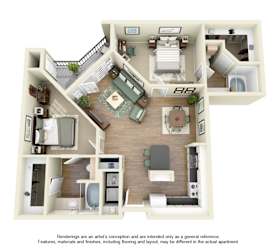 B3 Floor Plan at Villas at Katy Trail Apartments, Dallas