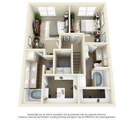 C3 Floor Plan at Villas at Katy Trail Apartments, Dallas, 75201