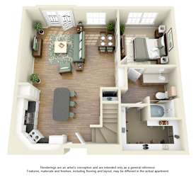 C5 Floor Plan at Villas at Katy Trail Apartments, Dallas