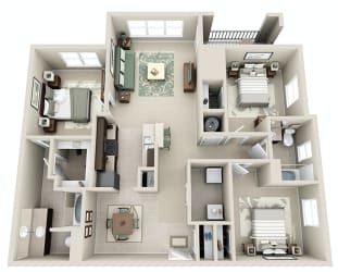 Sonoma Grande 3 Bed 2 Bath Floorplan at Sonoma Grande Apartments, Oklahoma, 74133