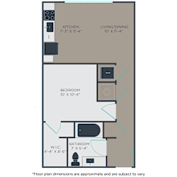 1 bedroom 1 bath A2 Floor Plan at Link Apartments® 4th Street, North Carolina