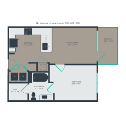 1 bedroom 1 bath A3 Floor Plan at Link Apartments® Linden, Chapel Hill