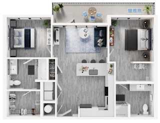 B1A Floor Plan at Link Apartments® Calyx, Chapel Hill