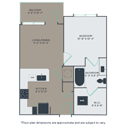 1 bed 1 bathroom A2 Floor Plan at Link Apartments® Mint Street, Charlotte, NC