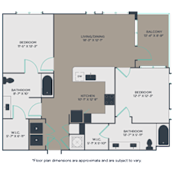 2 bed 2 bath B3A Floor Plan at Link Apartments® Mint Street, Charlotte, North Carolina