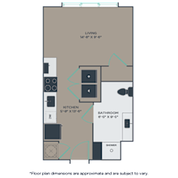 Studio 1 bath C S1A Floor Plan at Link Apartments® Mint Street, North Carolina, 28203