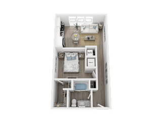 1 bedroom 1 bath A2 Floor Plan at Link Apartments® 4th Street, Winston-Salem, North Carolina