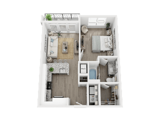 1 bedroom 1 bath A3 Floor Plan at Link Apartments® 4th Street, North Carolina, 27101