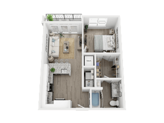 1 bedroom 1 bathroom A3A Floor Plan at Link Apartments® 4th Street, Winston-Salem, NC