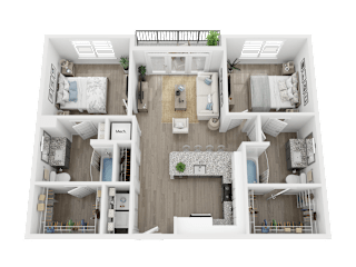 2 bed 2 bath B1 Floor Plan at Link Apartments® 4th Street, Winston-Salem